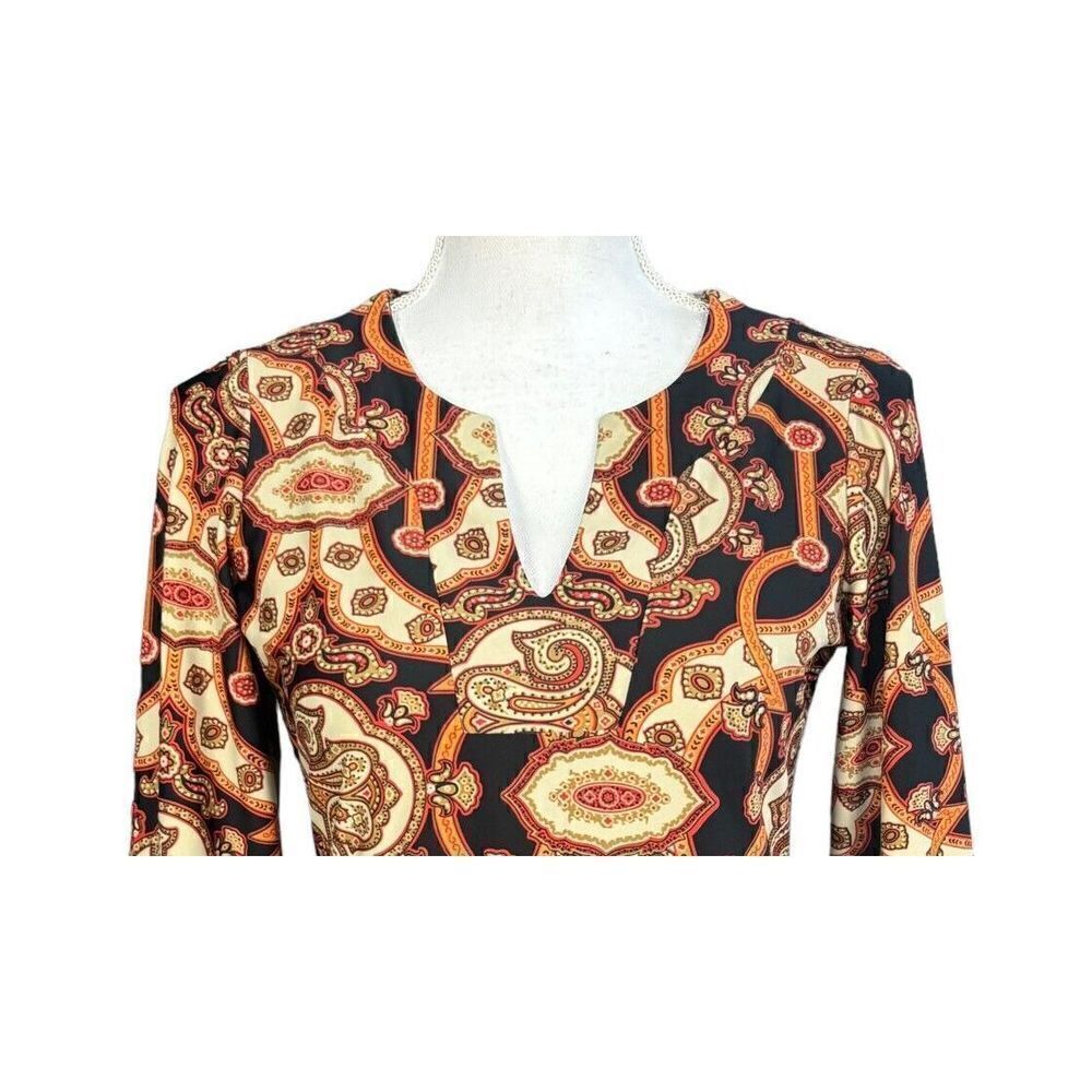 Jude Connally Tunic Top Size Extra Small Paisley Black Psycadellic 70's Retro - Picture 5 of 13